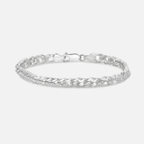 A polished silver Teddy Howler double link chain bracelet with a secure clasp.