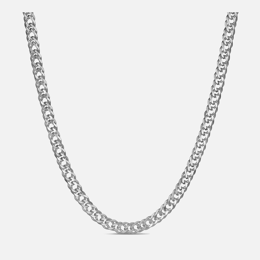 A polished silver Teddy Howler double link chain necklace with bold, oversized interlocking links.