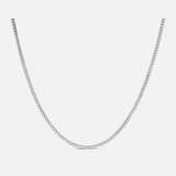 A silver Teddy Howler Franco chain necklace with smooth, interlocking square links, displayed on a plain background.